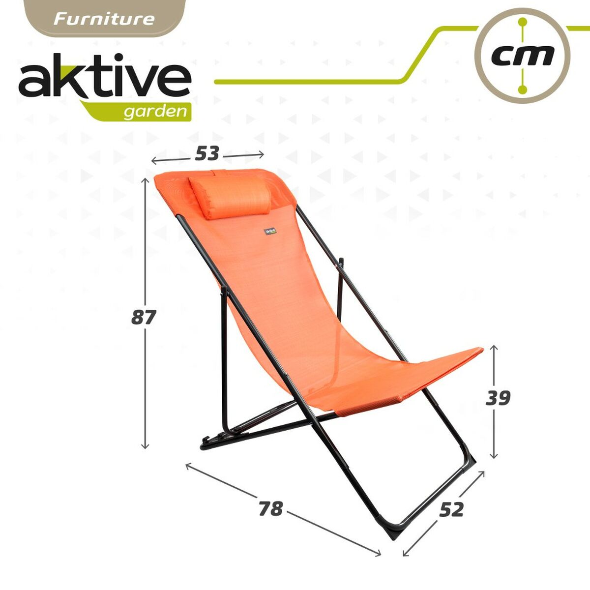 Lutbar vilstol Aktive Orange 53 x 87 x 78 cm (4 antal) - 12