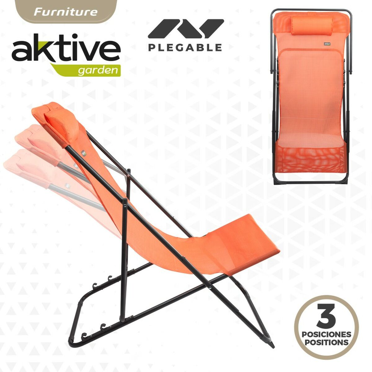 Lutbar vilstol Aktive Orange 53 x 87 x 78 cm (4 antal) - 4