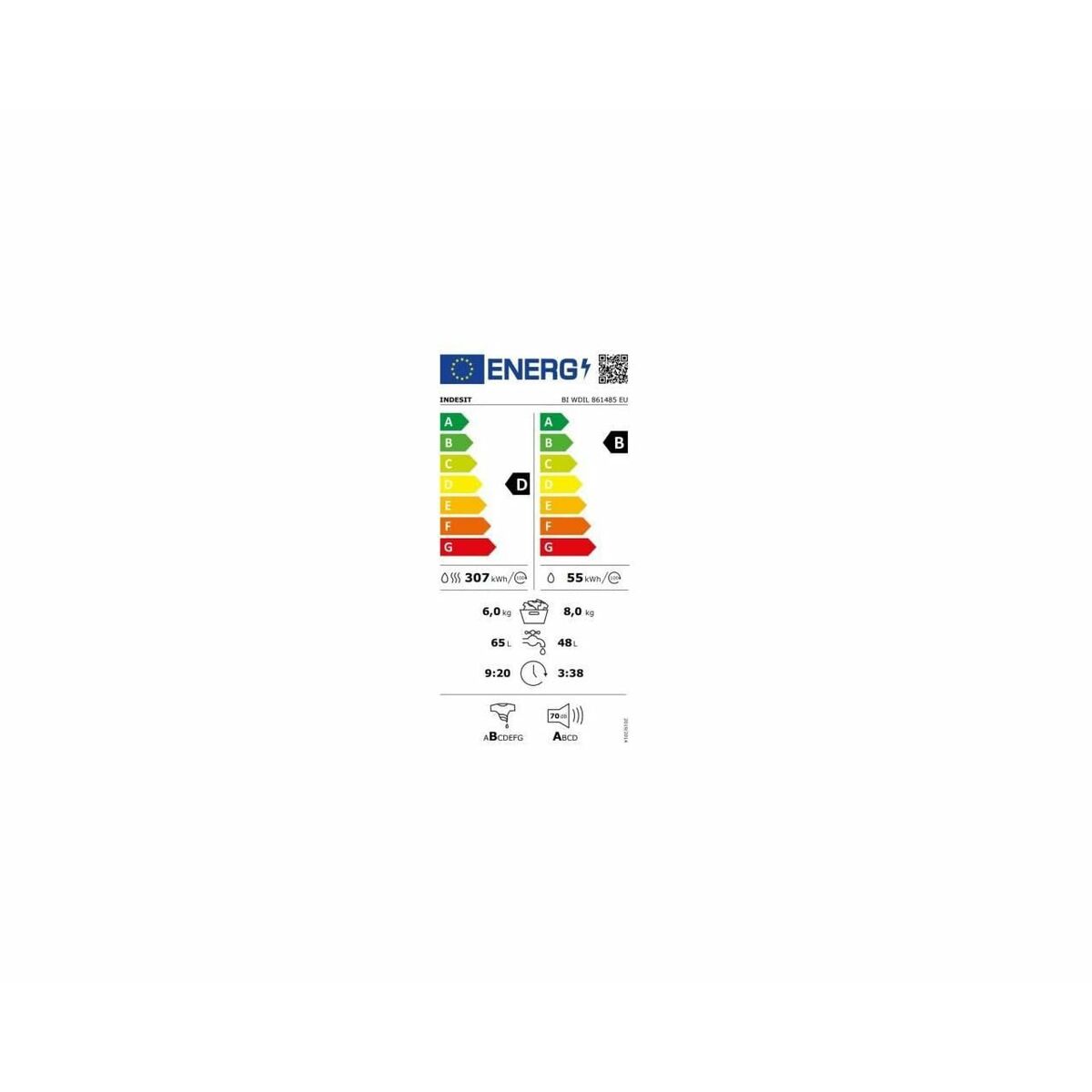 Washer - Dryer Indesit BIWDIL861485EU 8kg / 6kg 1400 rpm - 2