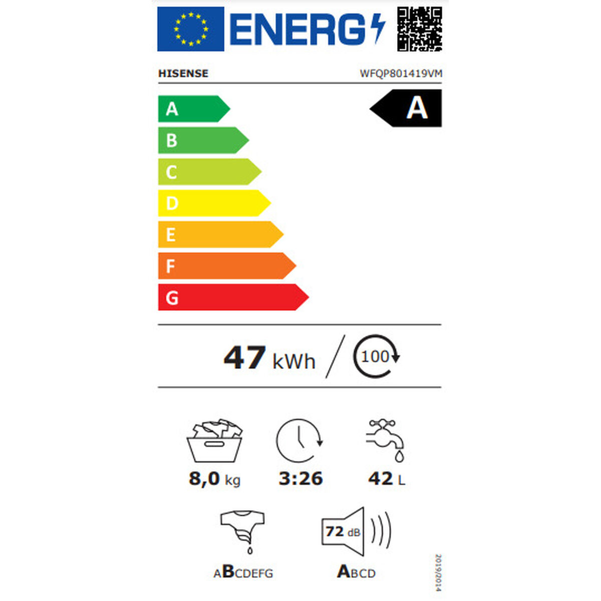 Tvättmaskin Hisense WFQP801419VM 1400 rpm 8 kg - 7