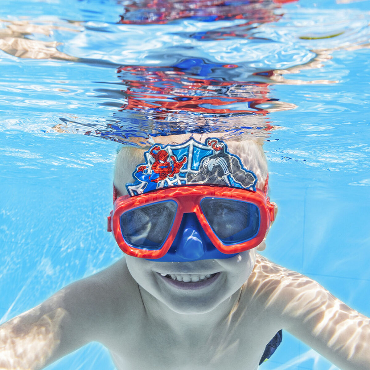 Bestway Spiderman-silikonsnodd barnmask +3 år för strand och pool 98023 - 4