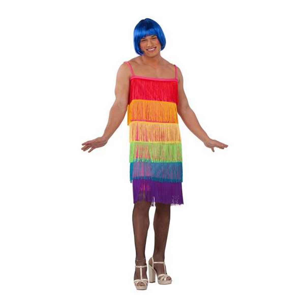 Maskeraddräkt vuxna My Other Me Rainbow  Multicolour Klänning Med tofsar Storlek 54 - 6