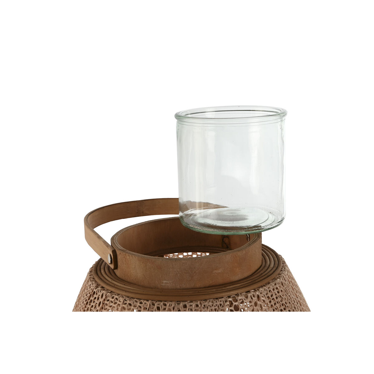 Ljusstakar Home ESPRIT Brun Naturell Trä Glas 38 x 38 x 56 cm - 4