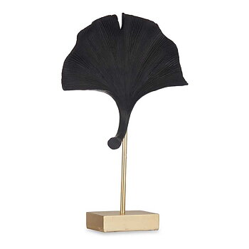 Prydnadsfigur Gift Decor Svart Gyllene Blomster 8 x 37 x 24,5 cm