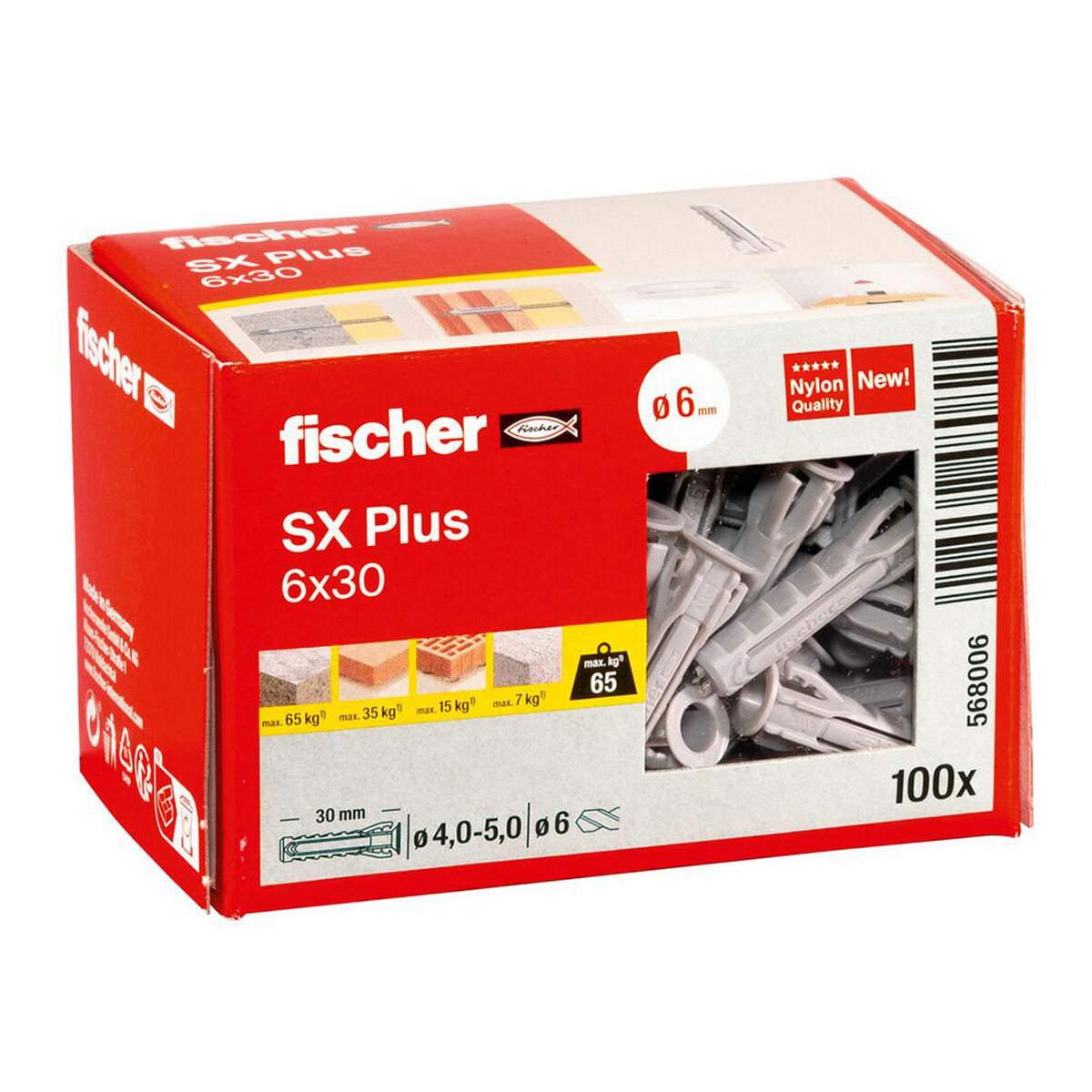 Dobbar Fischer SX Plus n6 568006 Nylon Ø 6 x 30 mm (100 antal) - 4