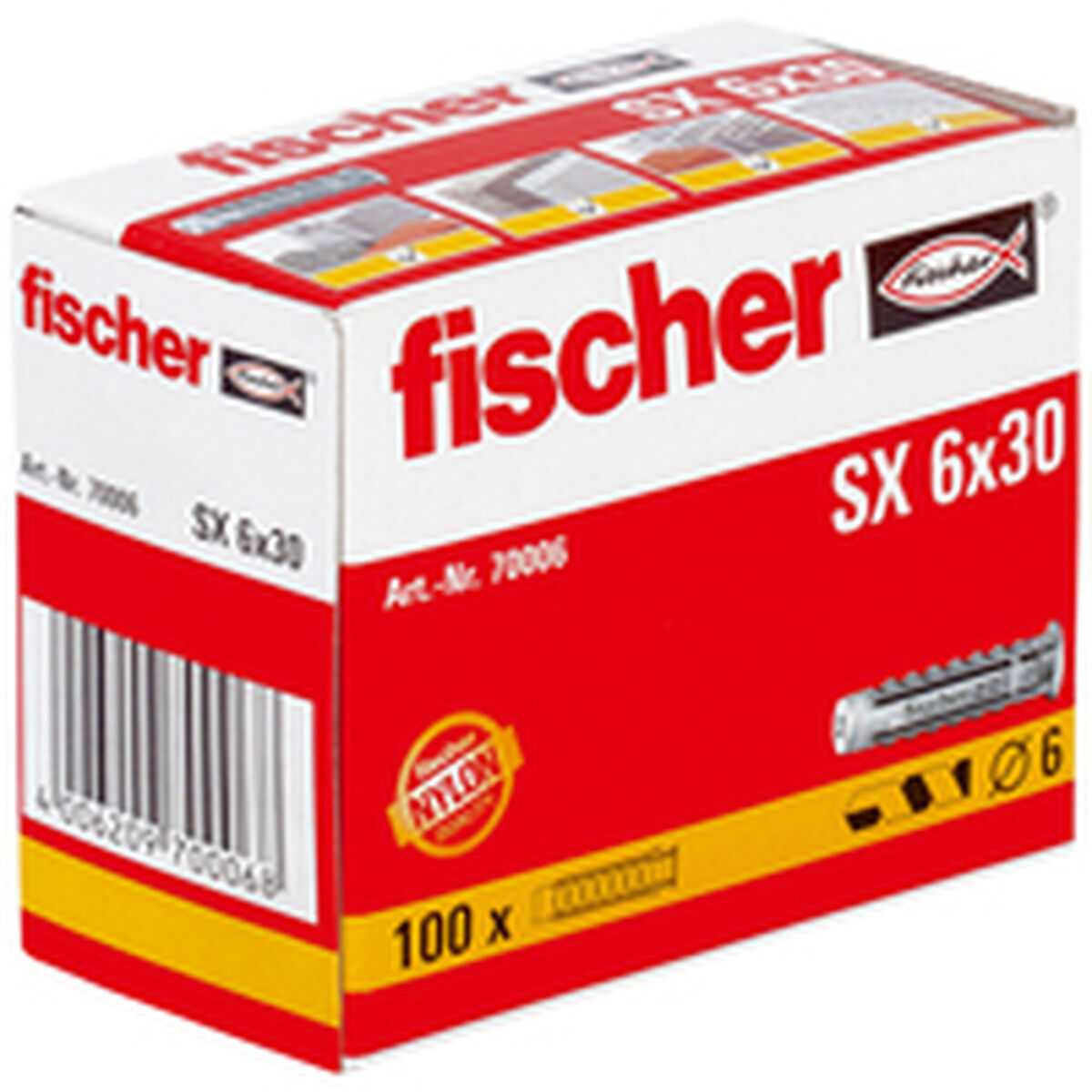 Dobbar Fischer SX Plus n6 568006 Nylon Ø 6 x 30 mm (100 antal) - 2