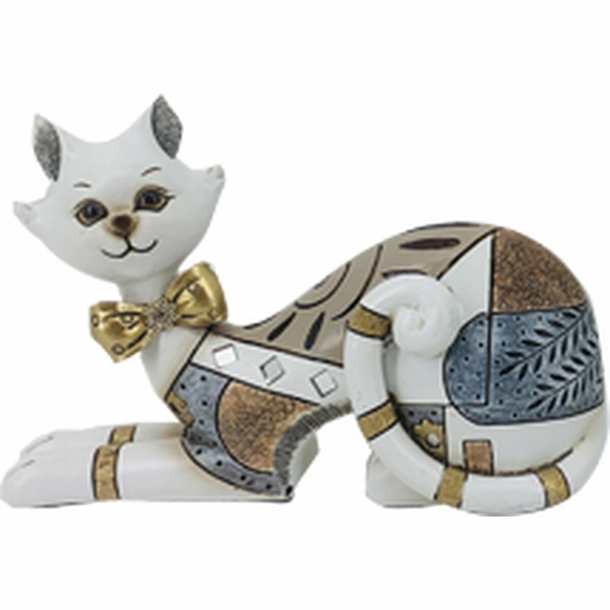 Prydnadsfigur DKD Home Decor Vit Gyllene Katt 22,5 x 8 x 15 cm (2 antal) - 9