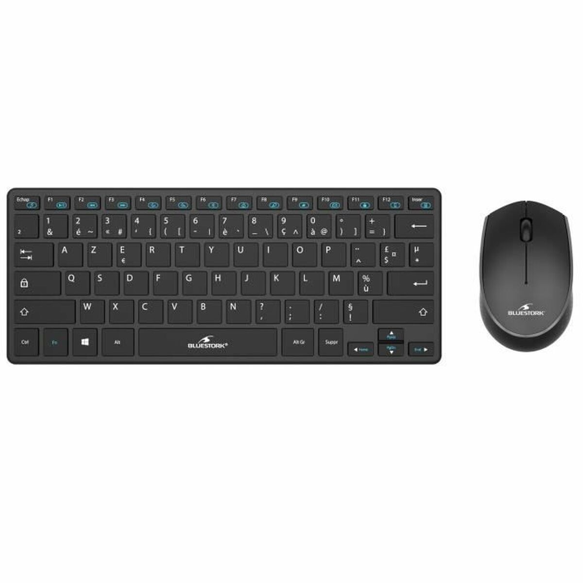 Tangentbord och Mus Bluestork Sans fil Ultra compact Svart - 5