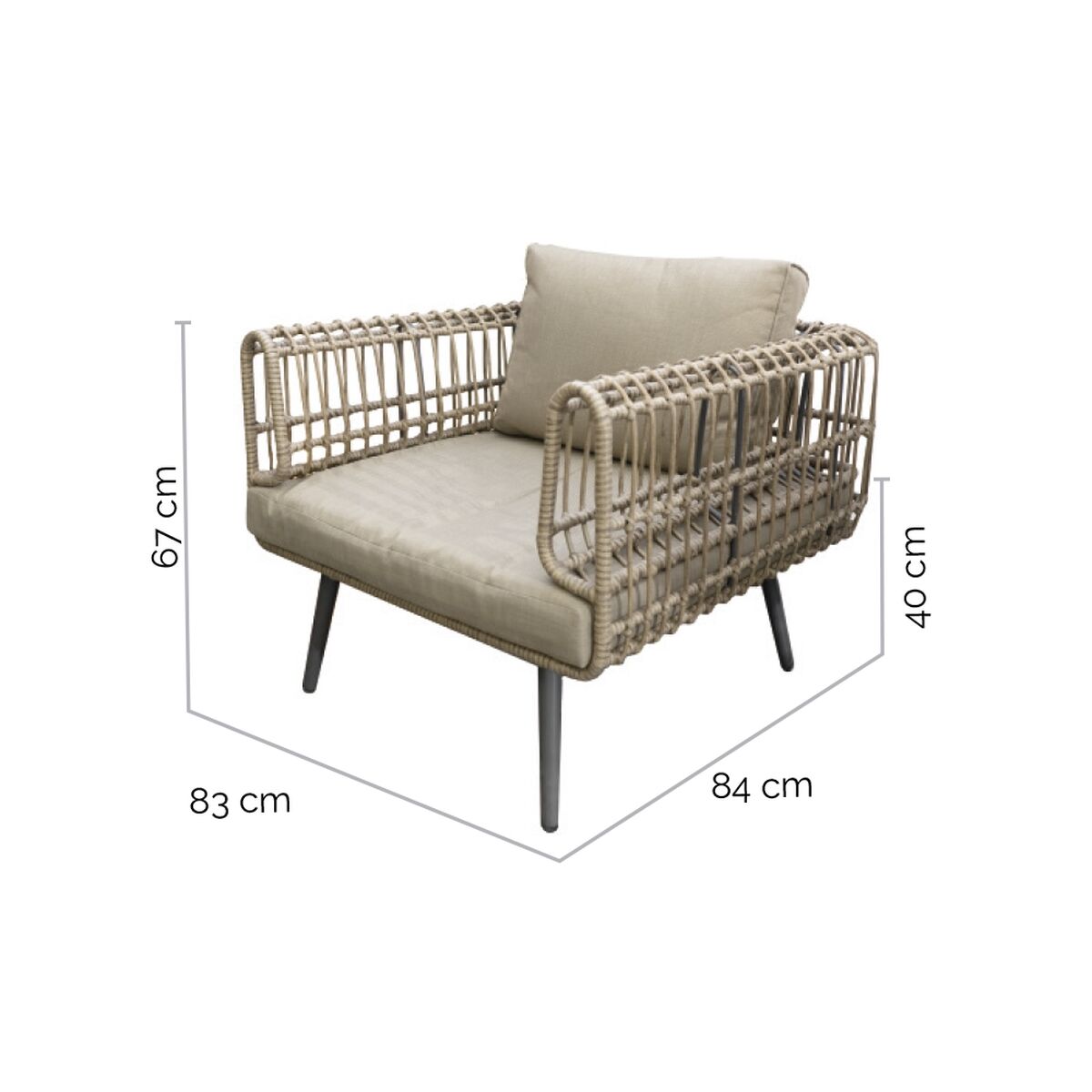 Trädgårdssoffa Ariki 83 x 84 x 67 cm syntetisk rattan Stål - 10