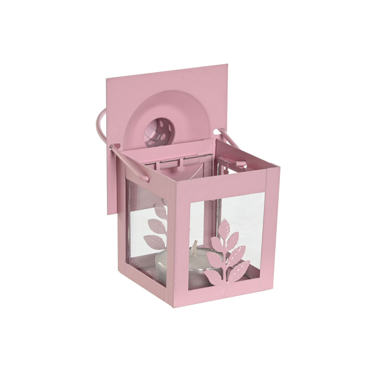 Lyktsats Home ESPRIT Vit Grön Rosa Glas Järn Shabby Chic 7 x 7 x 10 cm (3 Delar) (4 antal) - 3