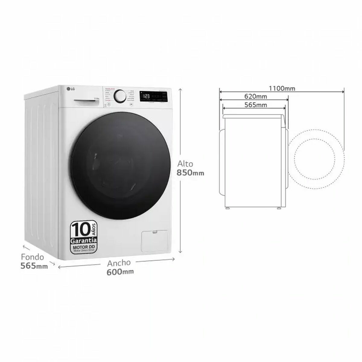 Smart Tvättmaskin-Torktumlare LG F4DR6011AGW 11 kg/6 kg 1400 rpm - 3