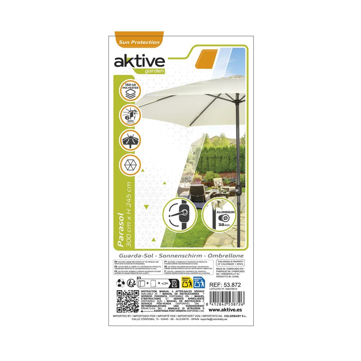 Paraply Aktive Kräm Ø 300 cm 300 x 245 x 300 cm - 5