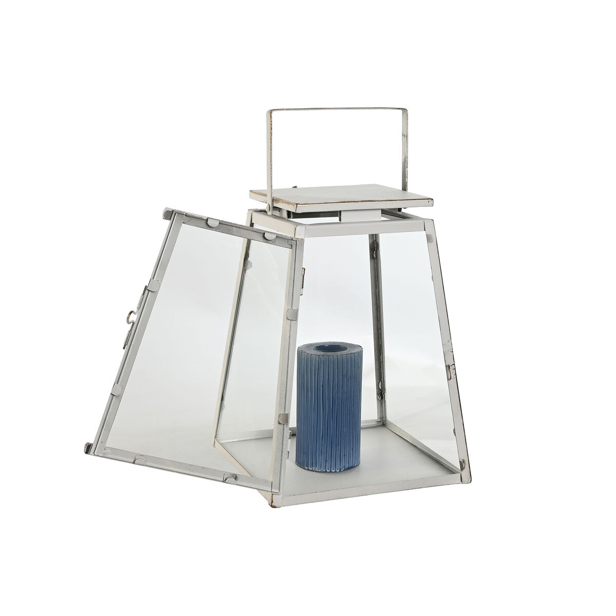 Lyktsats Home ESPRIT Vit Gyllene Metall Glas Modern 26 x 26 x 38,5 cm (2 Delar) - 3