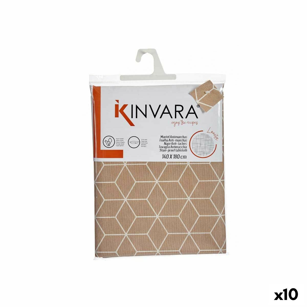 Bordsduk Tunn kanvas Anti-fläckar Abstrakt 140 x 180 cm Beige (10 antal) - 3