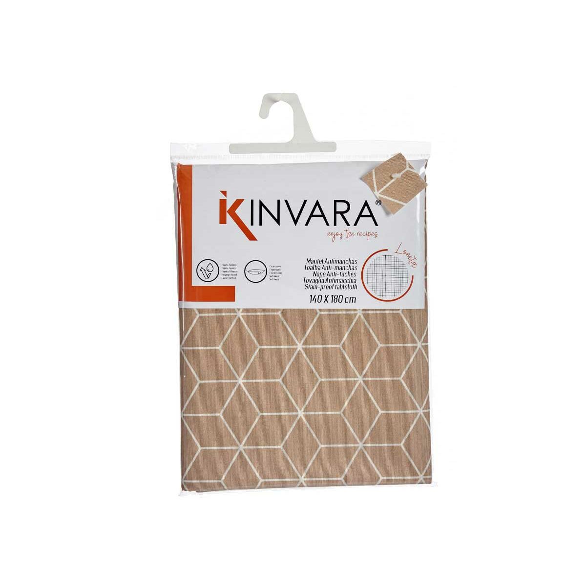 Bordsduk Tunn kanvas Anti-fläckar Abstrakt 140 x 180 cm Beige (10 antal) - 4