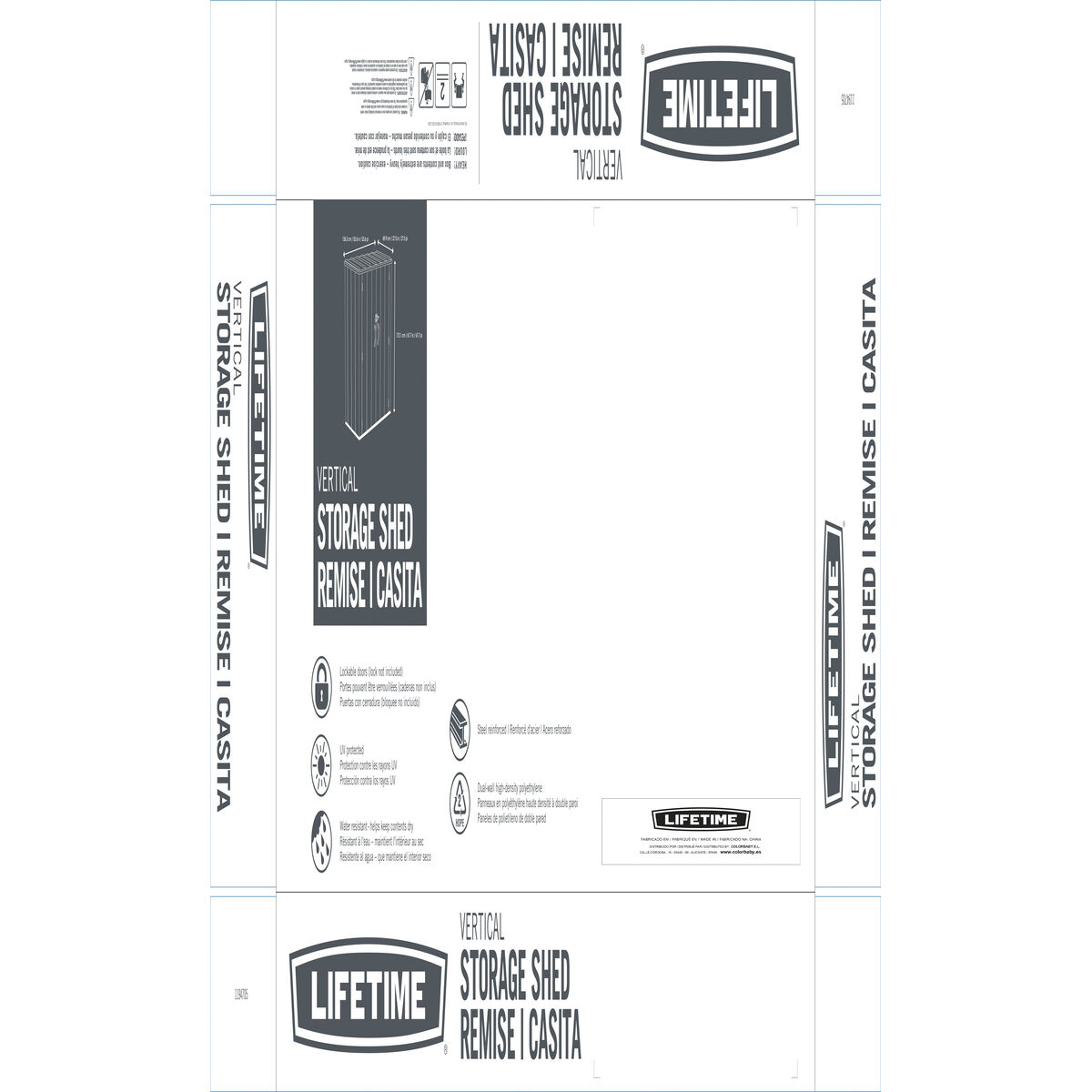 Skåp Lifetime 60209 Extern Vertikalt 136 x 172 x 70 cm Stål Plast - 9