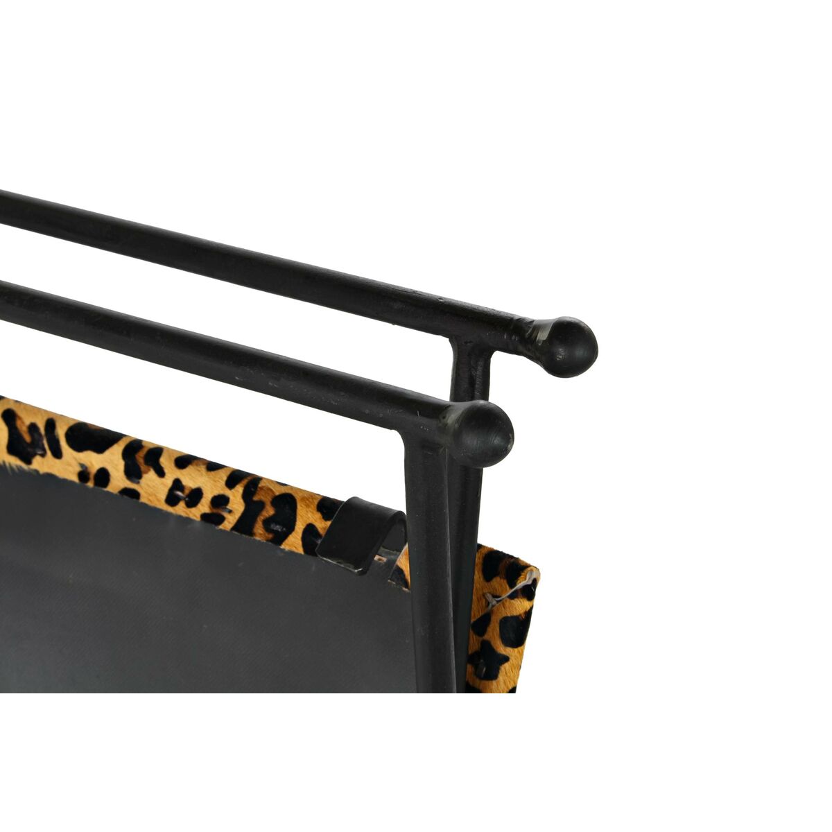 Fotpall DKD Home Decor Svart Metall Brun Läder Leopard (55 x 45 x 41 cm) - 6