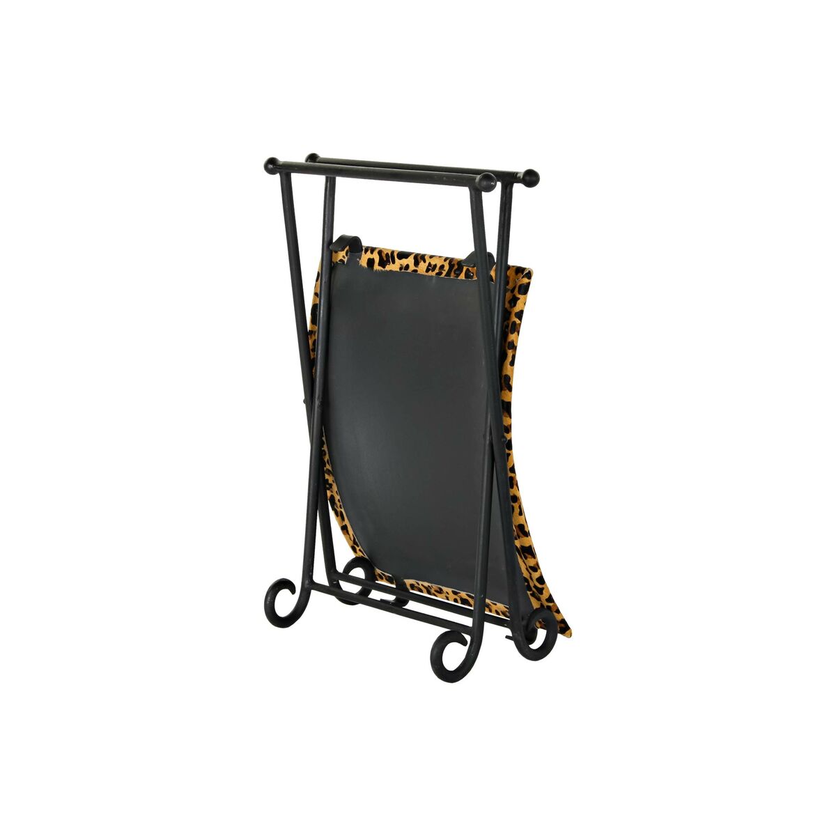 Fotpall DKD Home Decor Svart Metall Brun Läder Leopard (55 x 45 x 41 cm) - 8