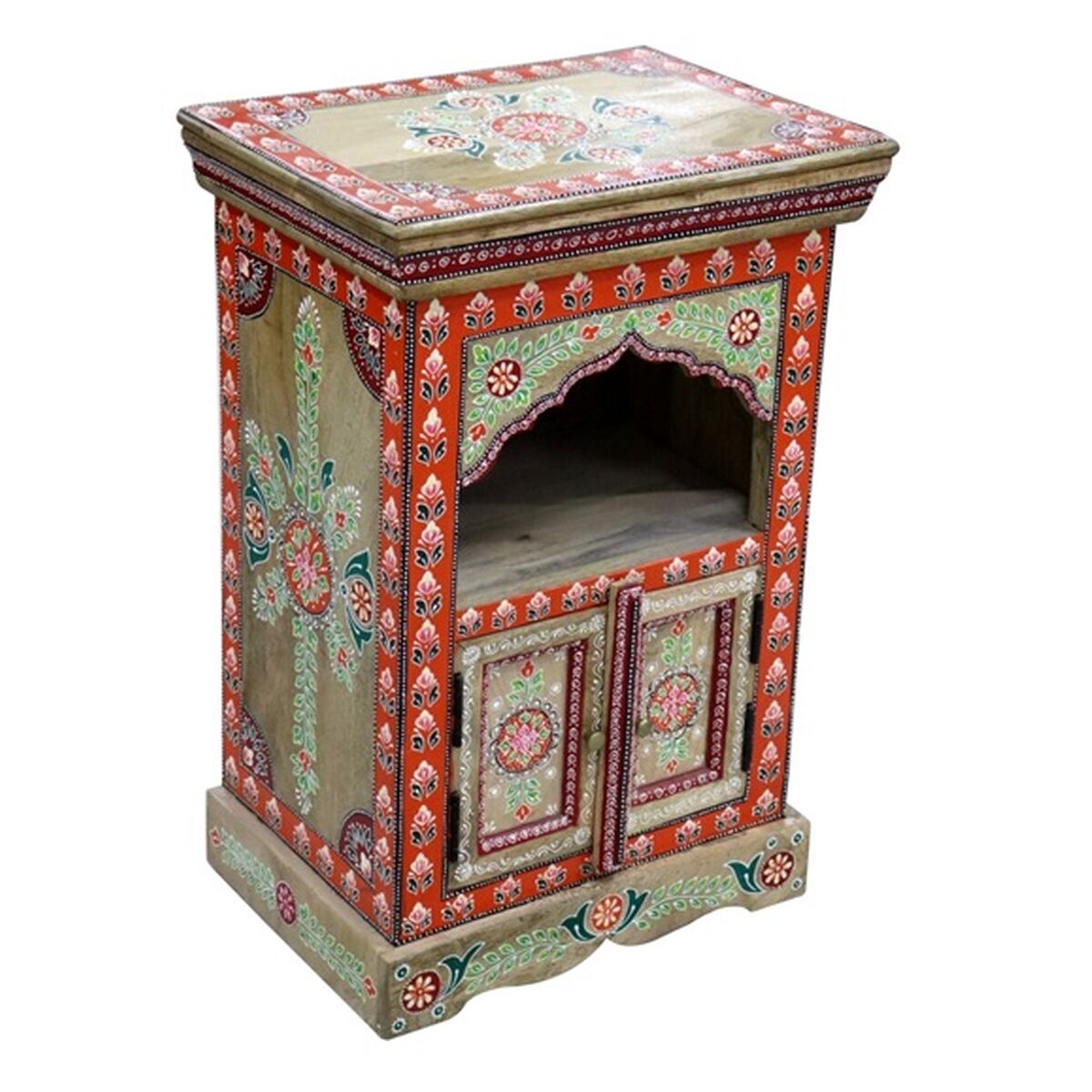 Nattduksbord DKD Home Decor Röd Multicolour Mangoträ Trä MDF 48 x 36 x 74 cm