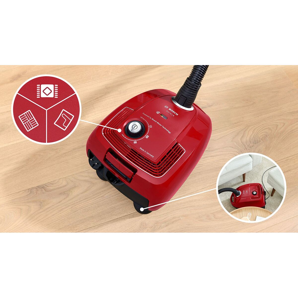 Utsug BOSCH BGB38RD2 Röd Svart/Röd 600 W - 7