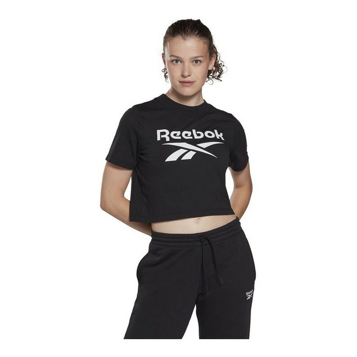 T-shirt med kortärm Dam Reebok Cropped Identity Svart - 17