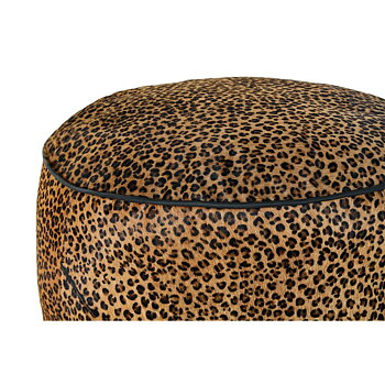 Fotpall DKD Home Decor 46 x 46 x 50 cm Svart Brun Leopard Kolonial