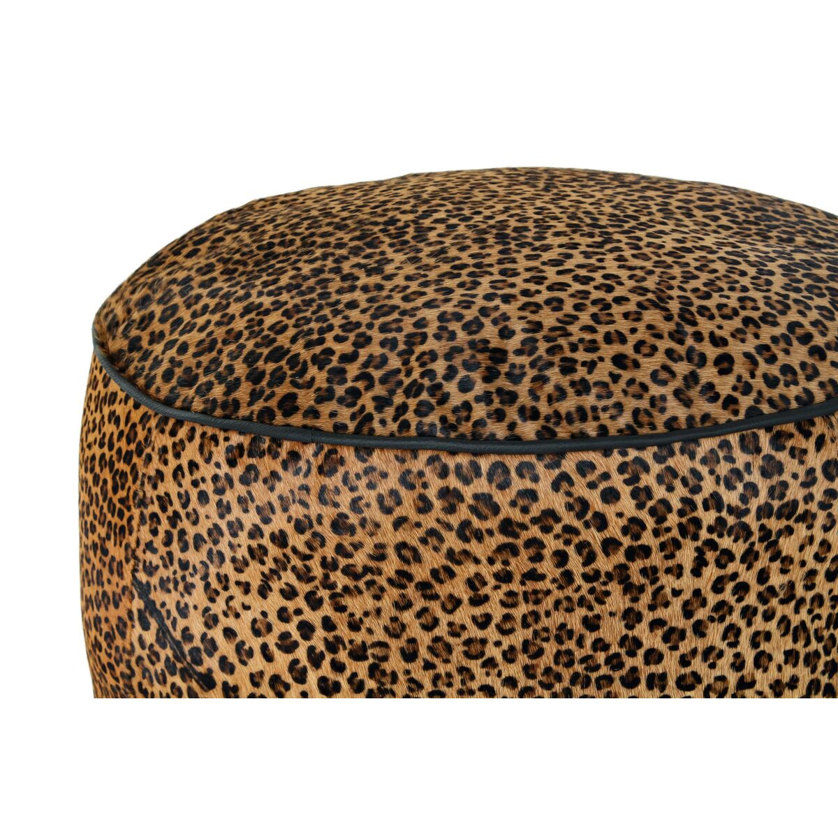 Fotpall DKD Home Decor 46 x 46 x 50 cm Svart Brun Leopard Kolonial - 5