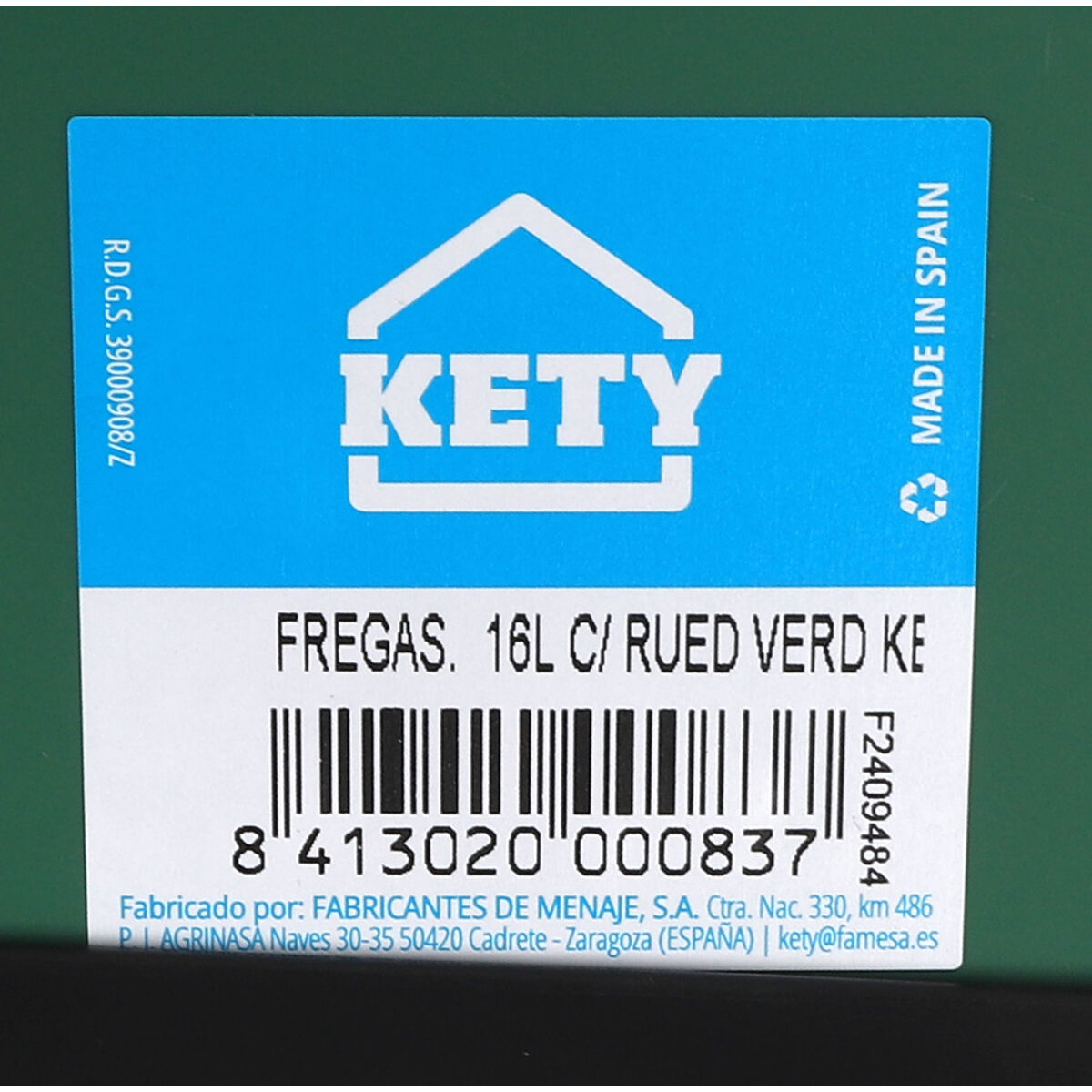 Hink Kety Grön 16 L 40,5 x 30 x 35 cm (6 antal) - 3