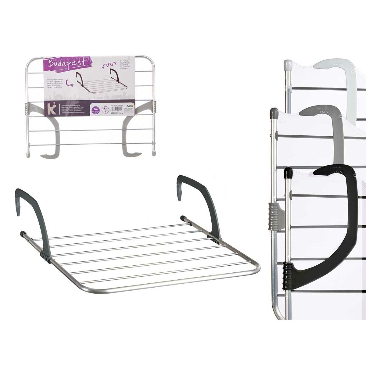Torklina Kipit Vit Silvrig Ljusgrå Mörkgrå Aluminium Plast 63 x 3 x 50 cm 62,5 x 50 x 16,5 cm 62,5 x 3 x 50 cm 63 x 2,5 x 50 cm