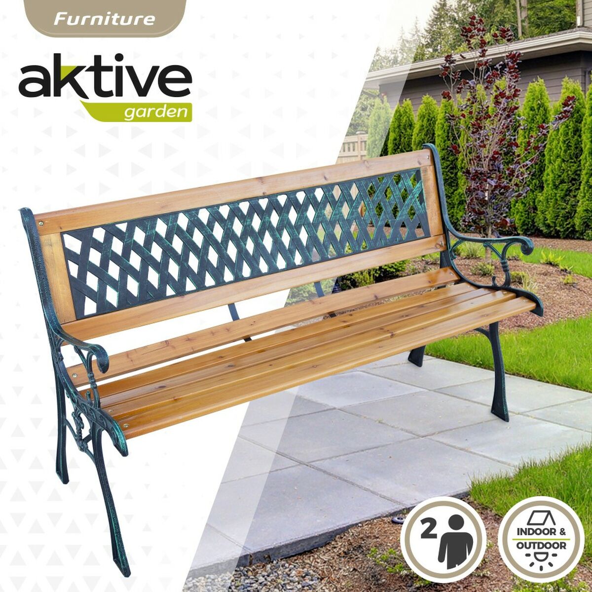 Bänk Aktive Trä 125 x 73 x 52 cm - 2