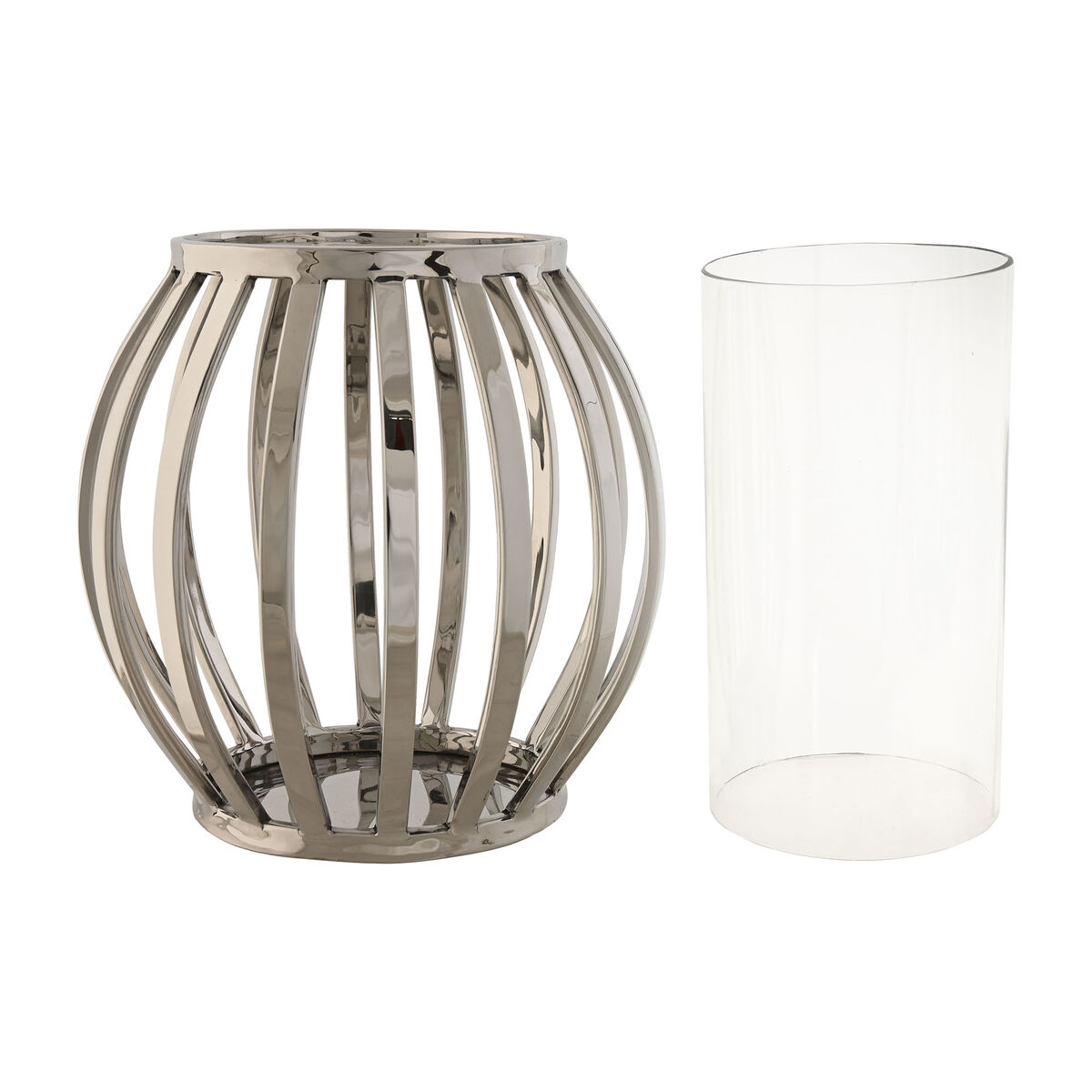 Ljusstakar Home ESPRIT Silvrig Glas Stål 19 x 19 x 19 cm - 3