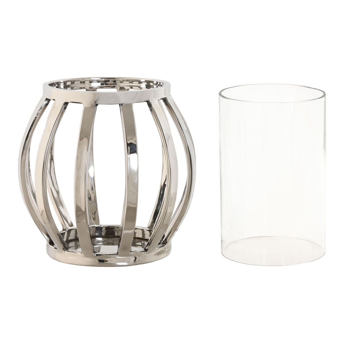 Ljusstakar Home ESPRIT Silvrig Glas Stål 14 x 14 x 14 cm - 2
