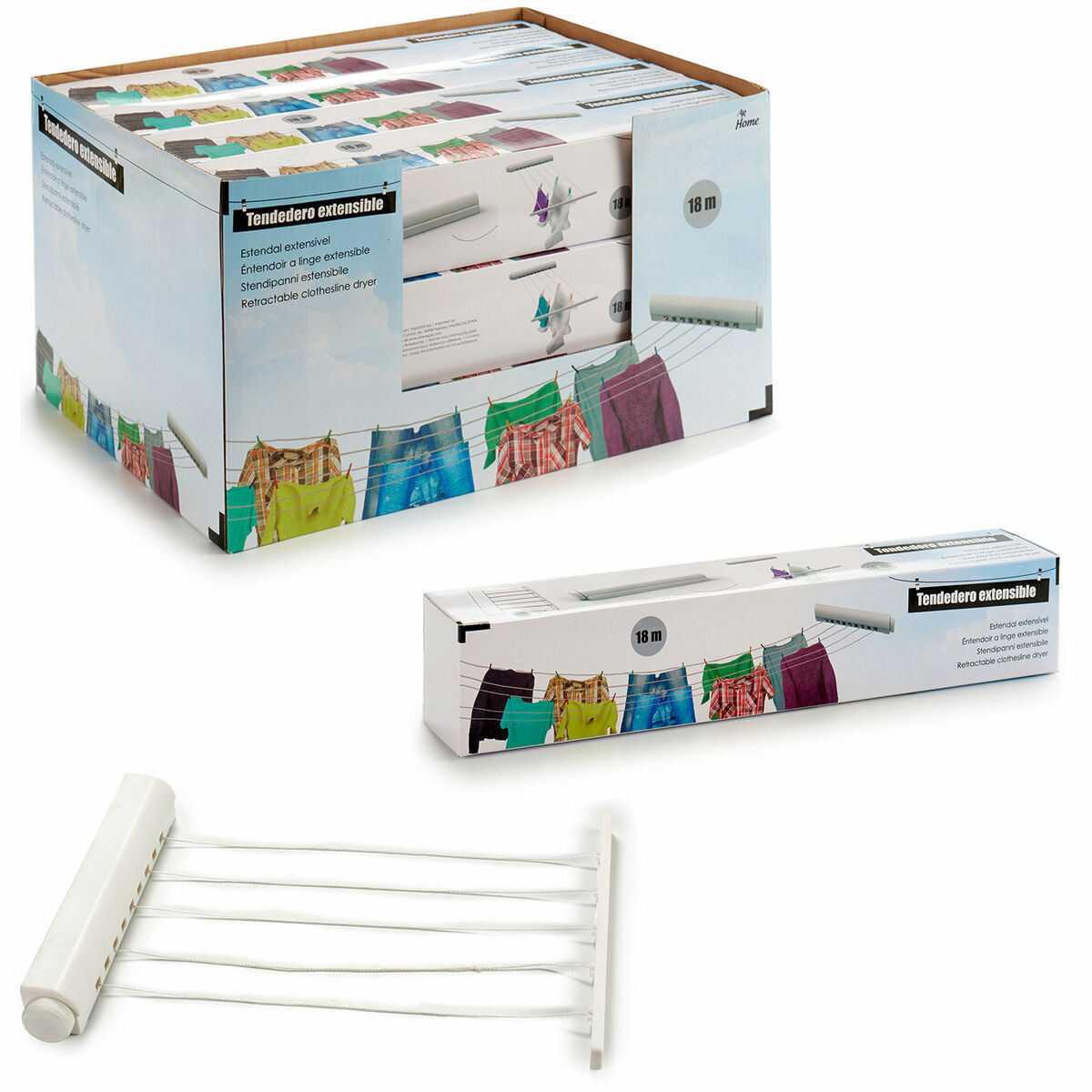 Torklina Kipit Vit Nylon polypropen 34,5 x 6 x 6 cm Utdragbar (12 antal) - 4