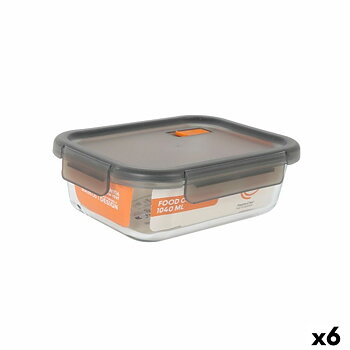 Hermetisk matlåda MasterChef Grå Transparent Rektangulär 1,04 L (6 antal)