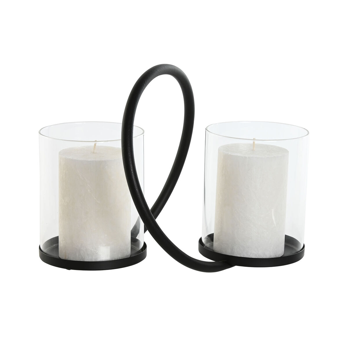 Ljusstakar Home ESPRIT Svart Silvrig Metall Glas 24 x 19 x 18 cm (2 antal) - 3
