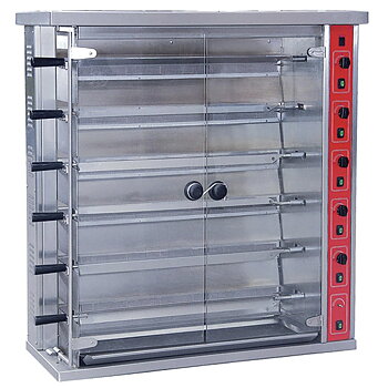Gas kyckling grill med belysning, 6 spits 30 kycklingar