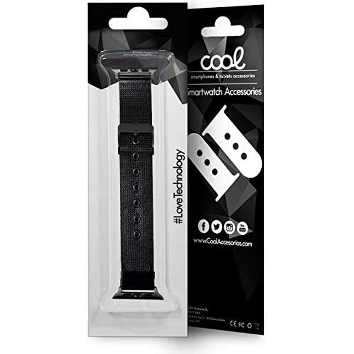 Klockarmband Cool Apple Watch Series 1/2/3/4/5/6/7/SE (42-44 mm) Svart - 3