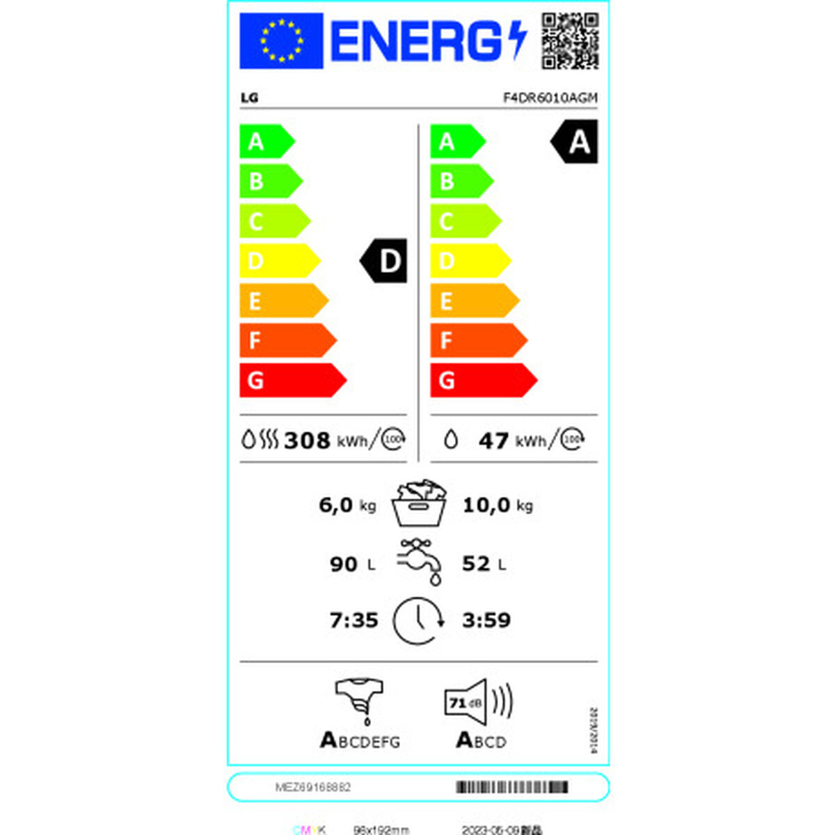 Washer - Dryer LG F4DR6010AGM 10kg / 6kg Svart - 2