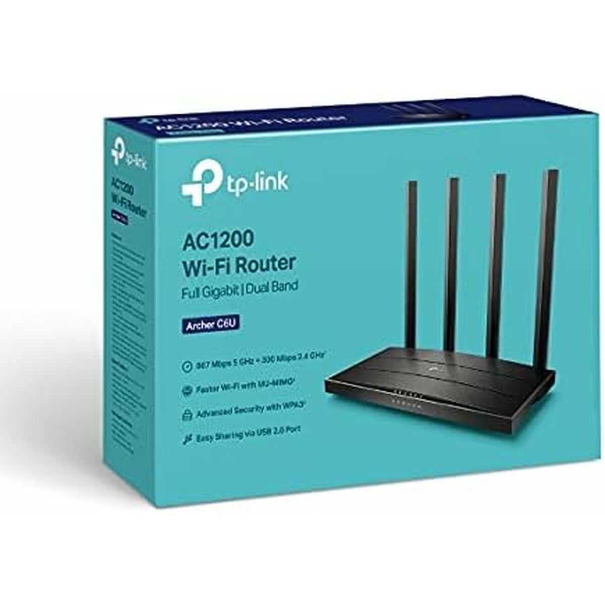 Router TP-Link Archer C6U Svart USB USB 2.0 RJ45 Ethernet LAN Wi-Fi 5 GHz - 3