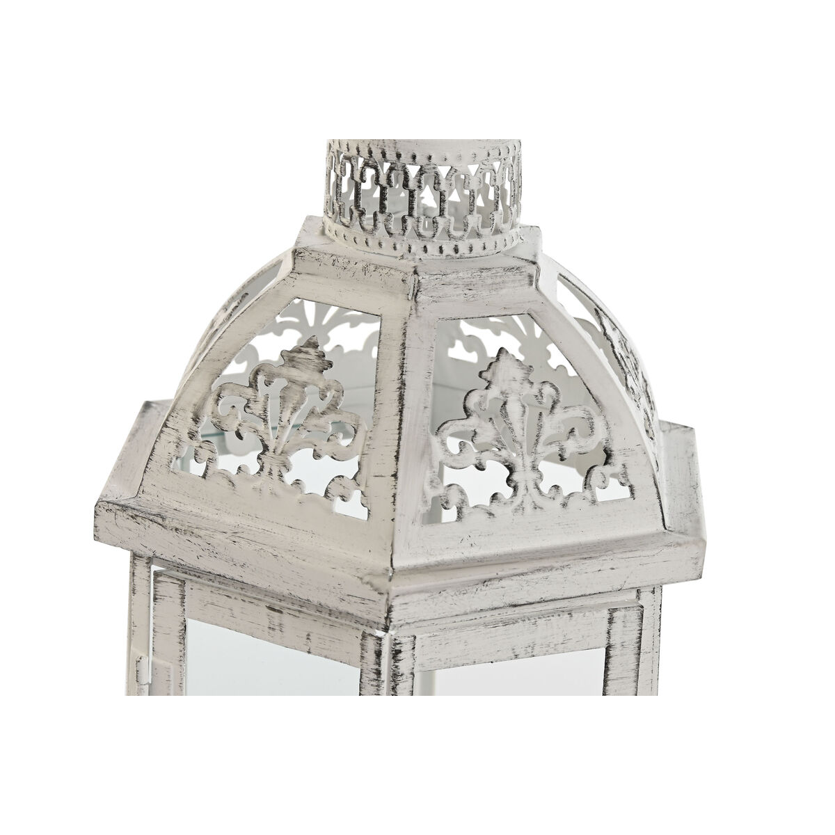 Gatlykta Home ESPRIT Vit Metall Glas Shabby Chic Antikbehandlad 18 x 16 x 35 cm (2 Delar) - 2