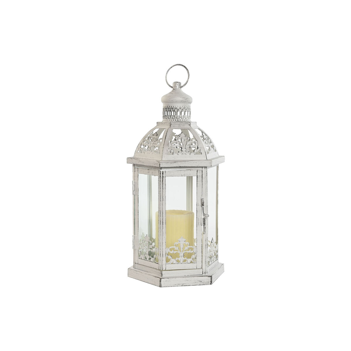 Gatlykta Home ESPRIT Vit Metall Glas Shabby Chic Antikbehandlad 18 x 16 x 35 cm (2 Delar) - 4
