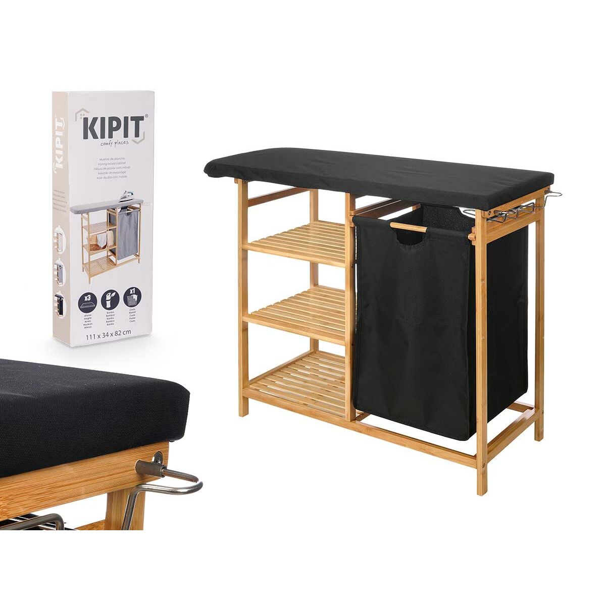 Strykbräda Kipit Svart Tyg Bambu - 2