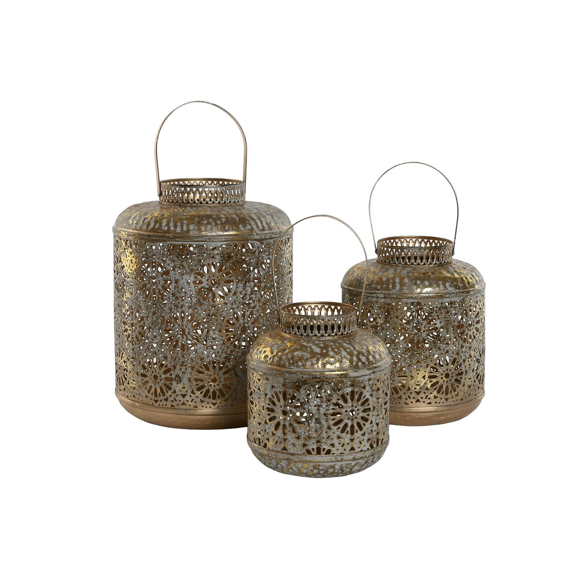 Set med ljusstakar Home ESPRIT Gyllene Metall 24 x 24 x 32 cm - 4