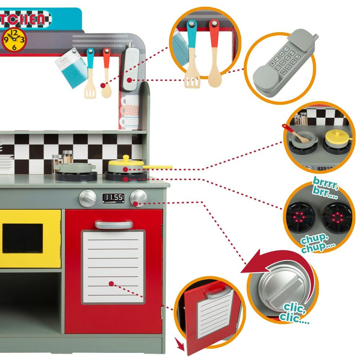 Leksakskök Play & Learn Retro 90 x 104 x 58 cm - 11