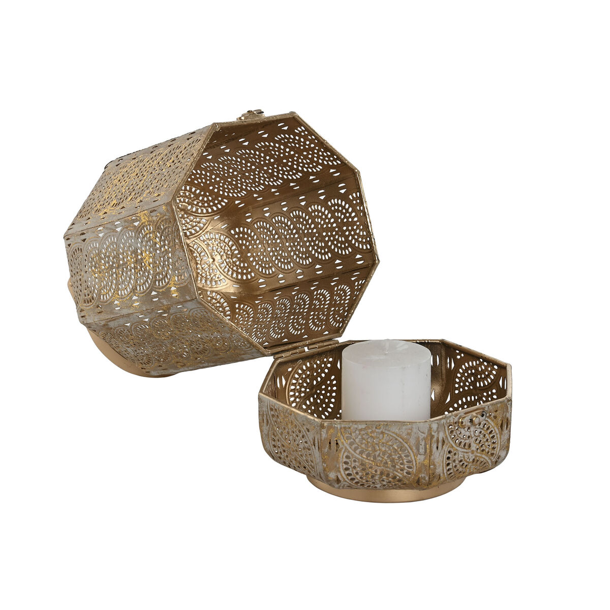 Set med ljusstakar Home ESPRIT Gyllene Metall 25 x 25 x 40 cm - 3