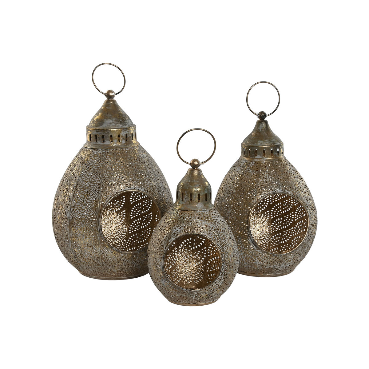 Set med ljusstakar Home ESPRIT Gyllene Metall 23 x 23 x 34 cm - 4