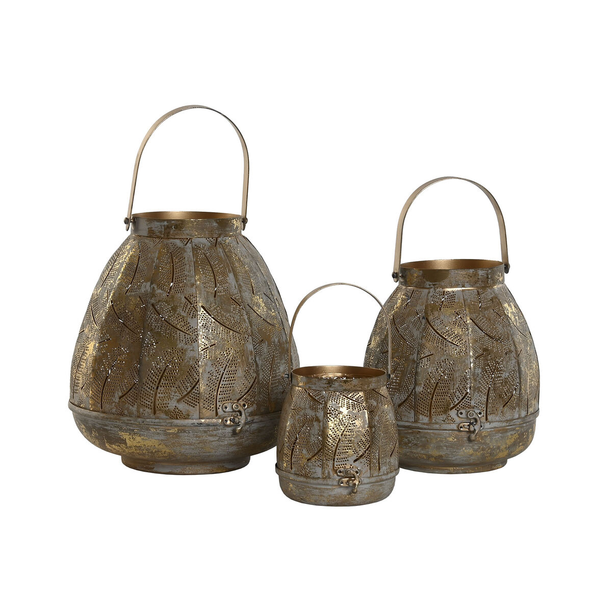Set med ljusstakar Home ESPRIT Gyllene Metall 25 x 25 x 28 cm (3 antal) - 4