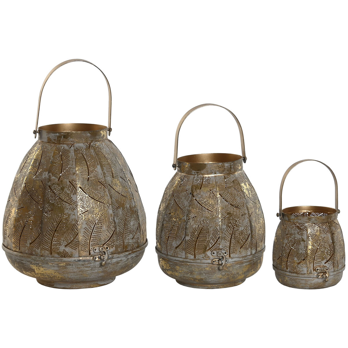 Set med ljusstakar Home ESPRIT Gyllene Metall 25 x 25 x 28 cm (3 antal)