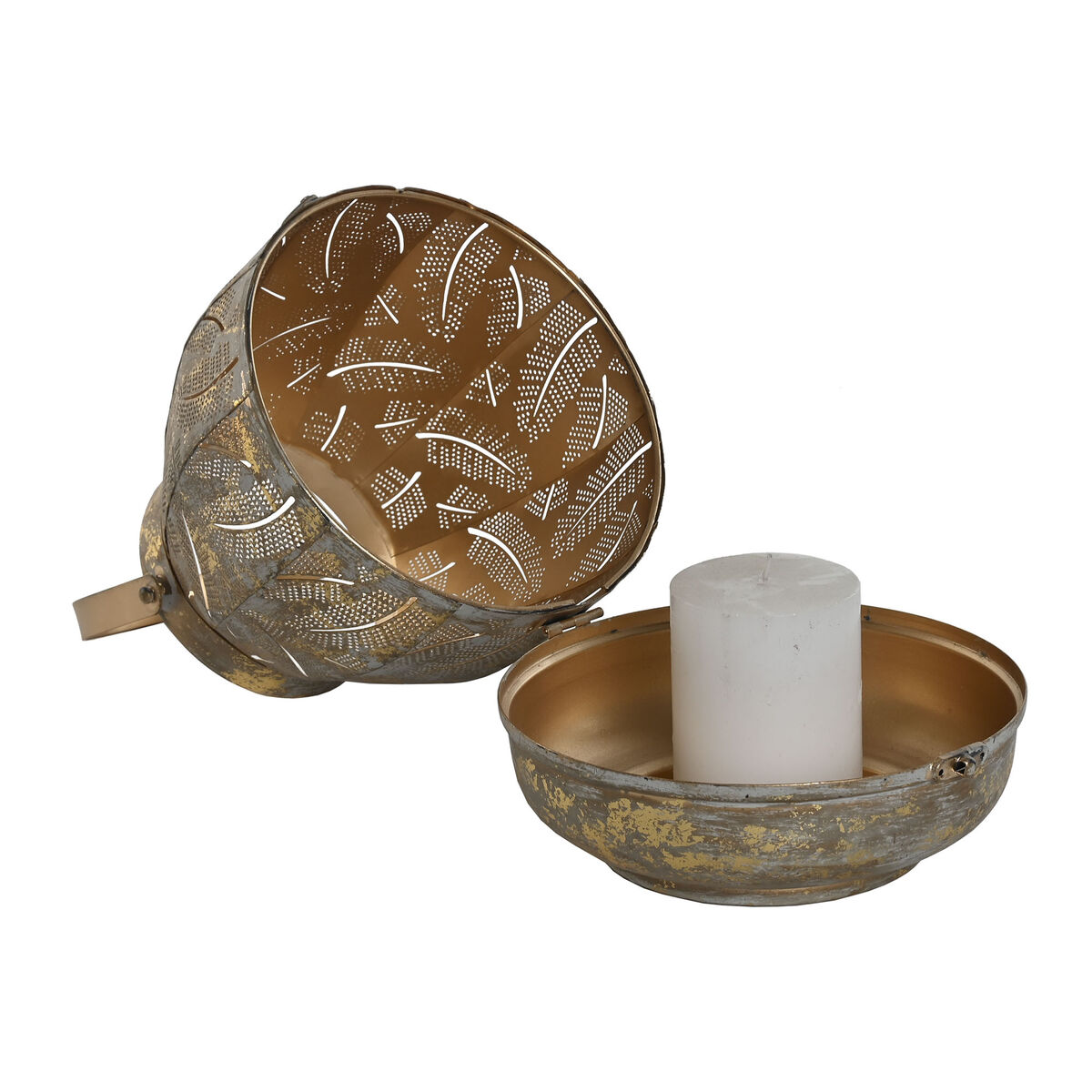 Set med ljusstakar Home ESPRIT Gyllene Metall 25 x 25 x 28 cm (3 antal) - 3