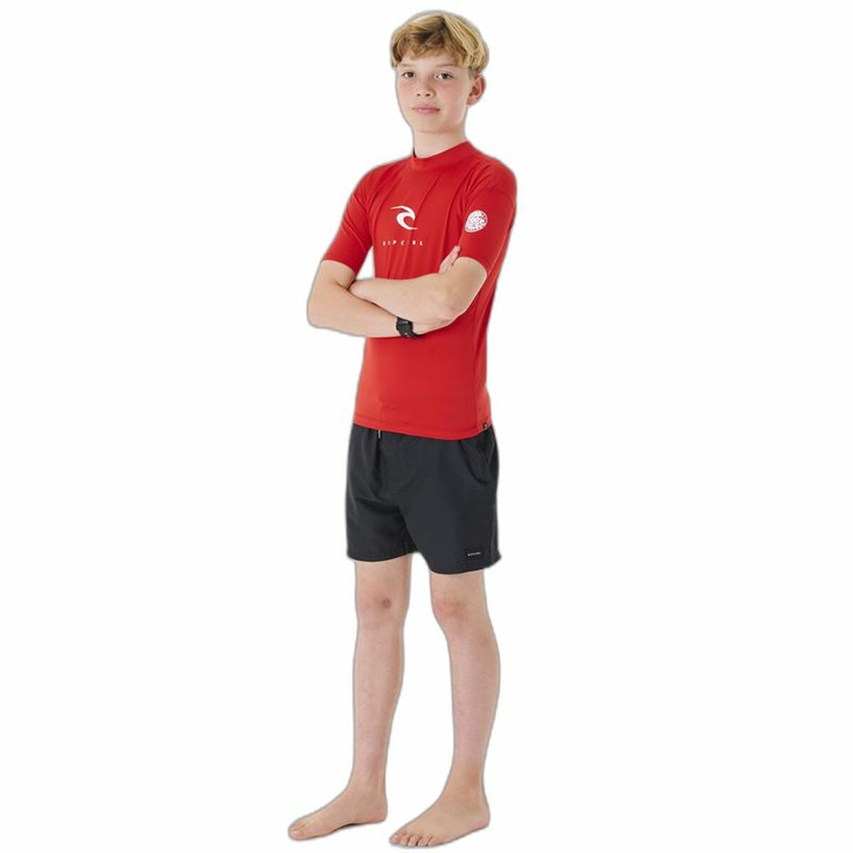 T-shirt med kortärm Barn Rip Curl Corps L/S Rash Vest  Röd Lykra Surfing - 4